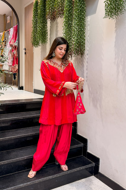 Rumara Embroidered Co ord Set with Potli