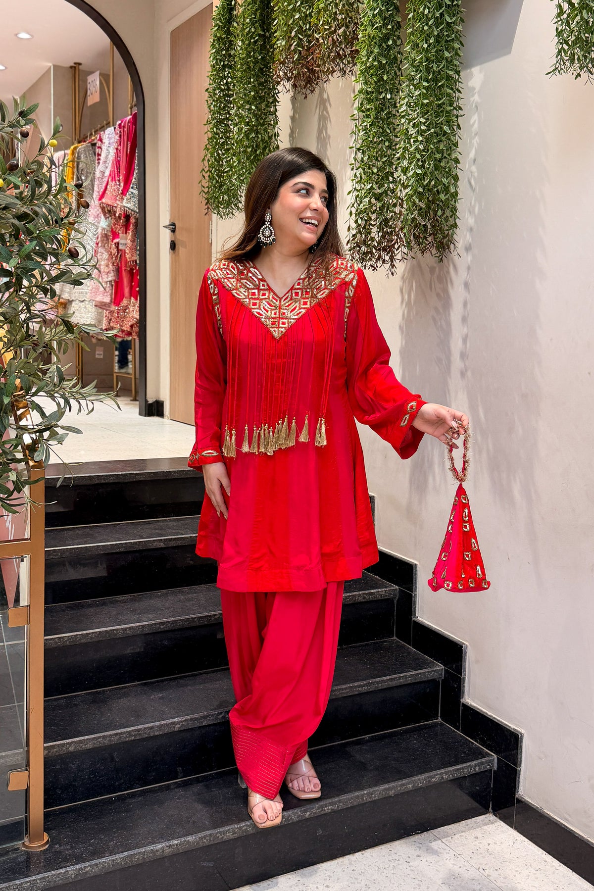 Rumara Embroidered Co ord Set with Potli