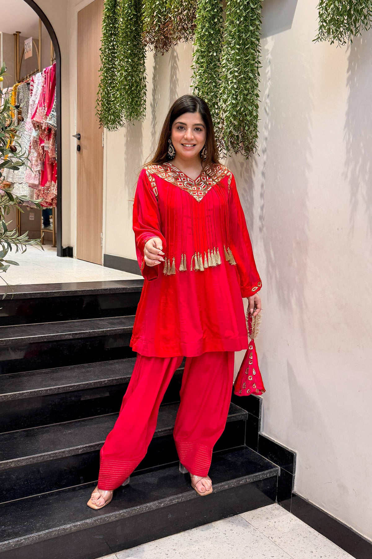 Rumara Embroidered Co ord Set with Potli