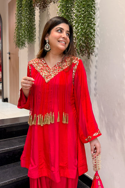 Rumara Embroidered Co ord Set with Potli