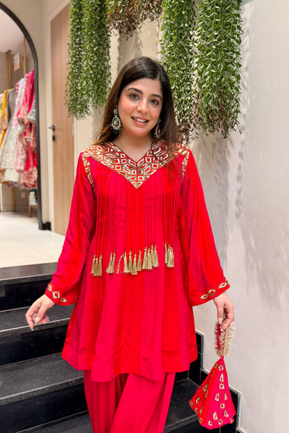 Rumara Embroidered Co ord Set with Potli