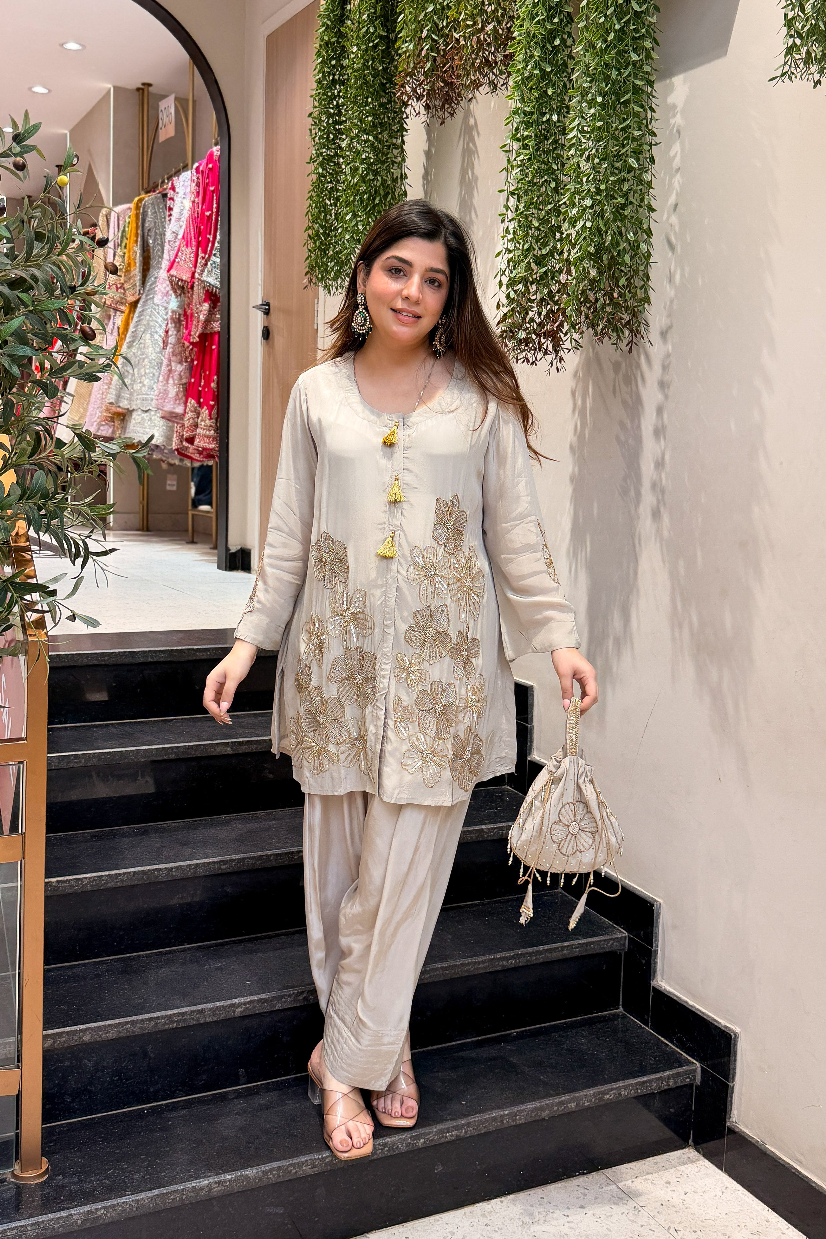 Siyaara Embroidered Co ord Set with Potli