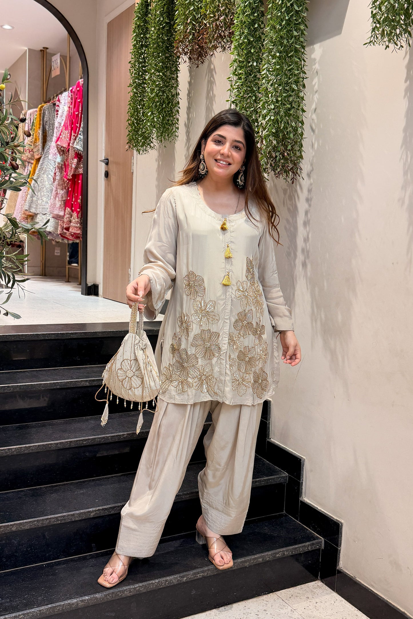Siyaara Embroidered Co ord Set with Potli