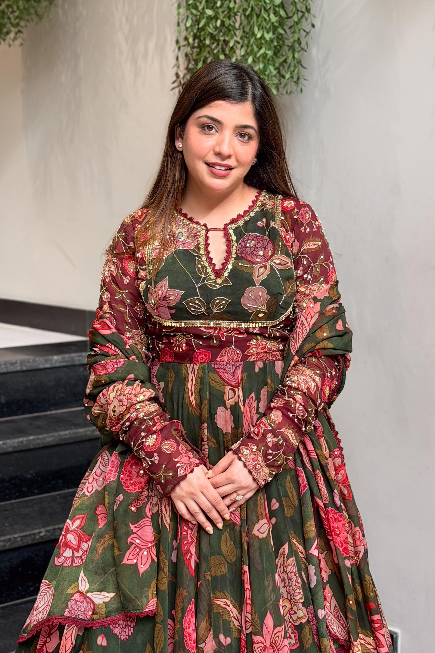 Avisha Floral Embroidered Voluminous Anarkali