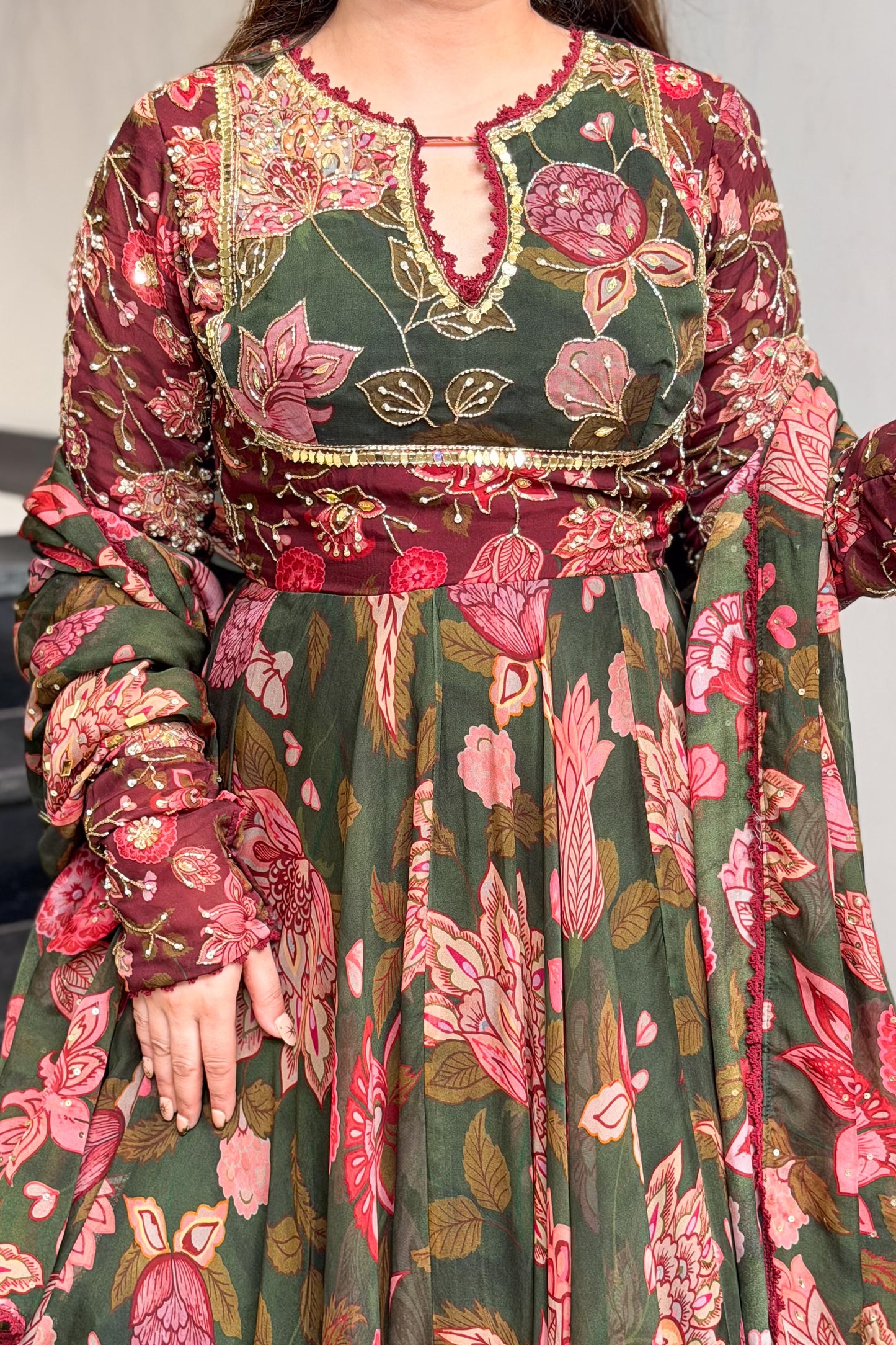 Avisha Floral Embroidered Voluminous Anarkali