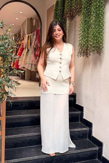 Vellora Ivory Buttoned Co ord