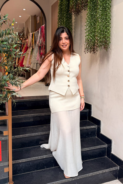 Vellora Ivory Buttoned Co ord