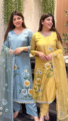 Dharvi Floral Hand Painted Suit Set