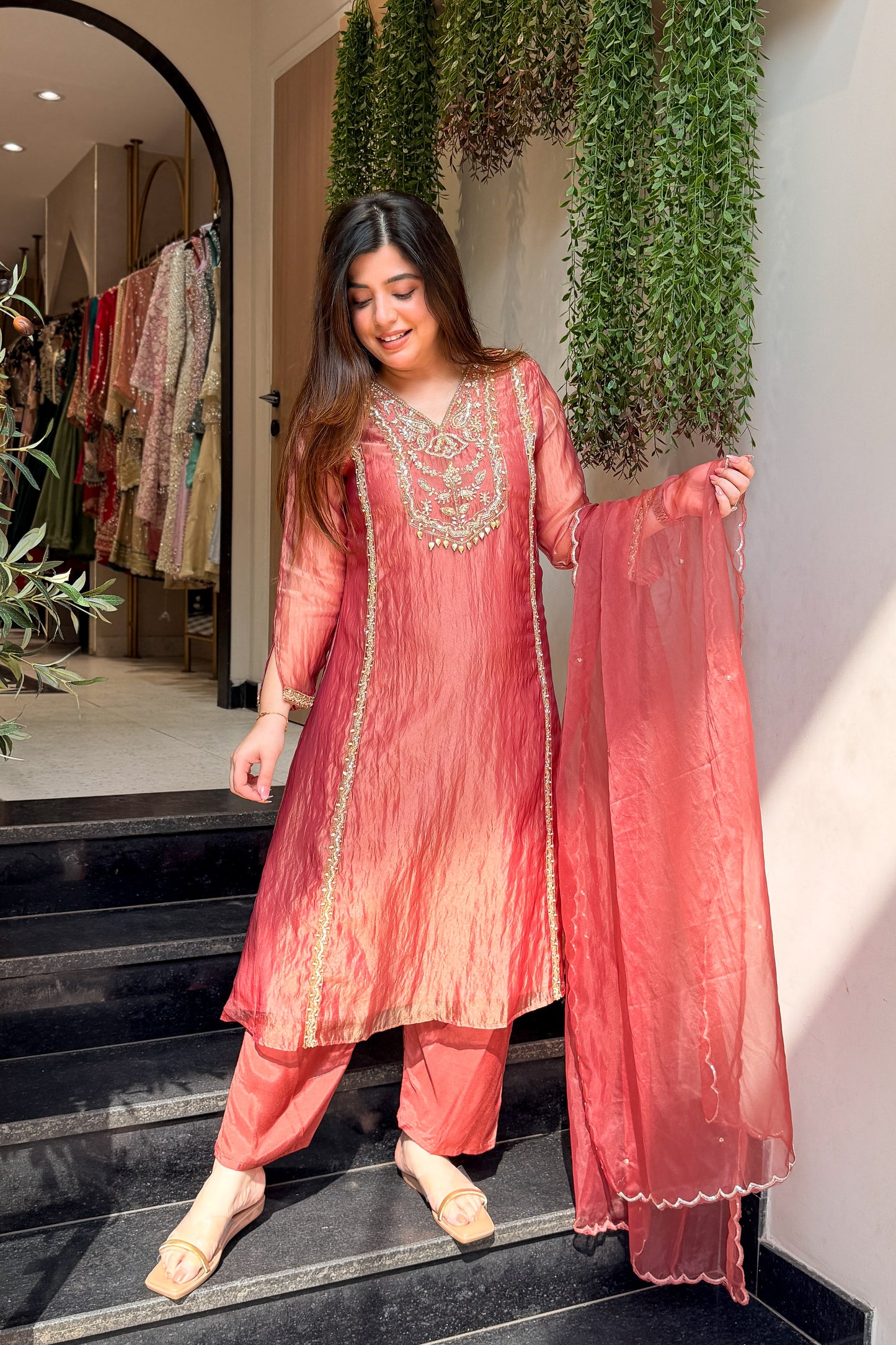 Navira Tissue Embroidered Suit Set