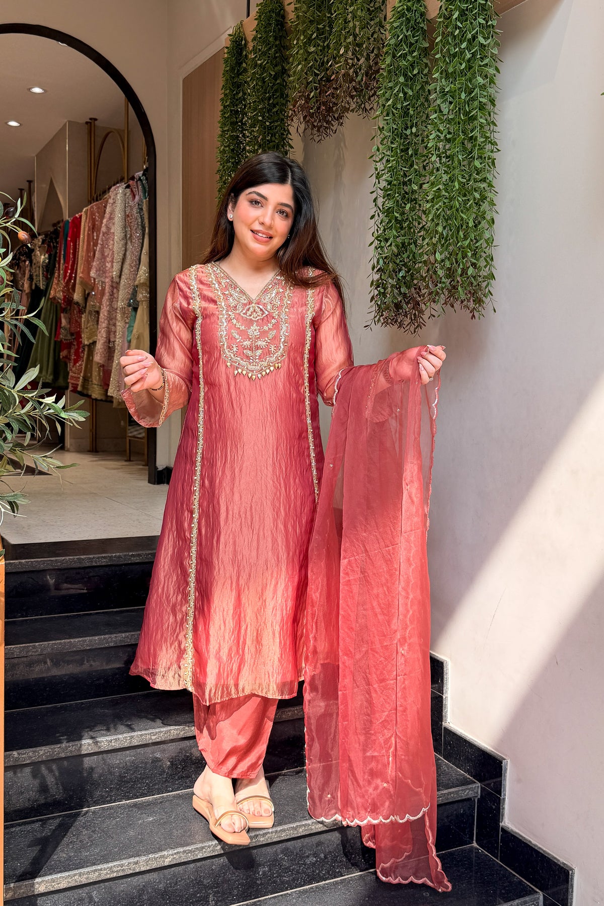 Navira Tissue Embroidered Suit Set