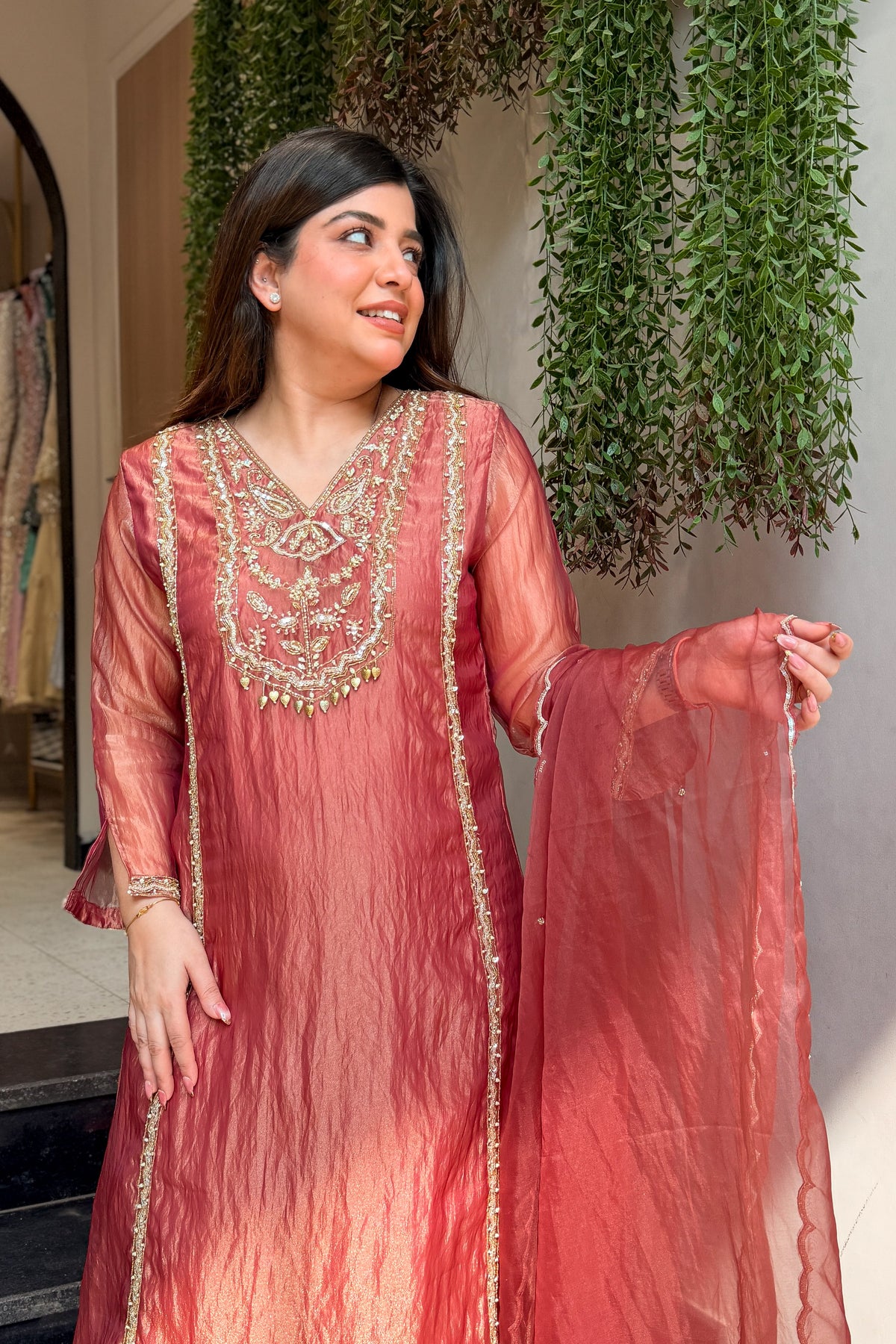 Navira Tissue Embroidered Suit Set