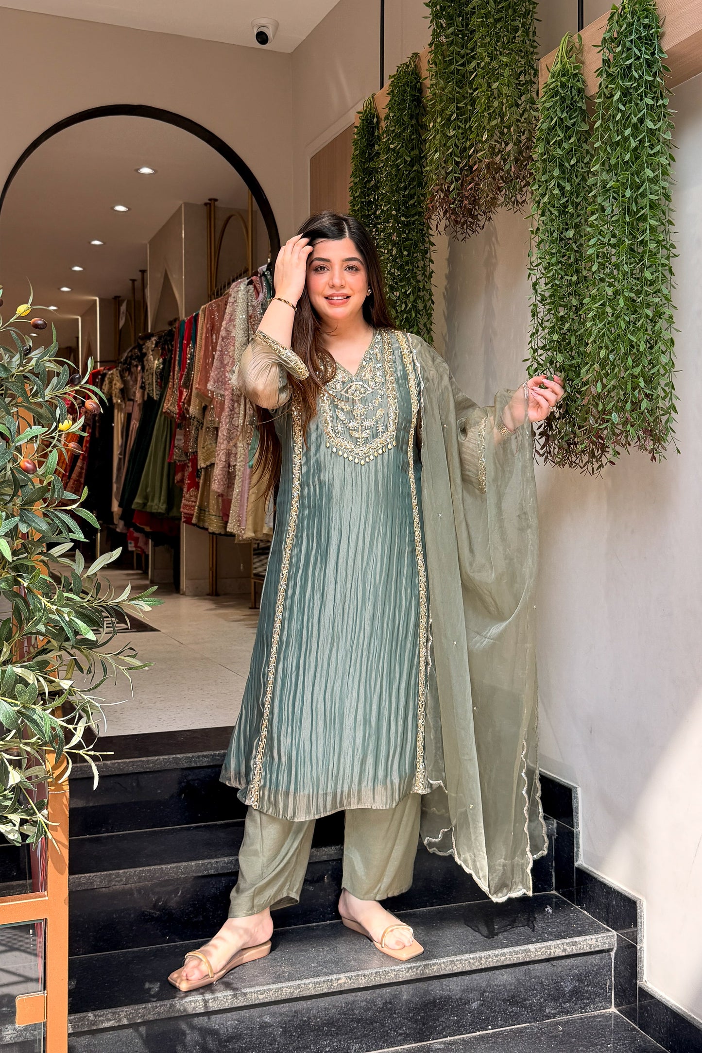 Navira Tissue Embroidered Suit Set