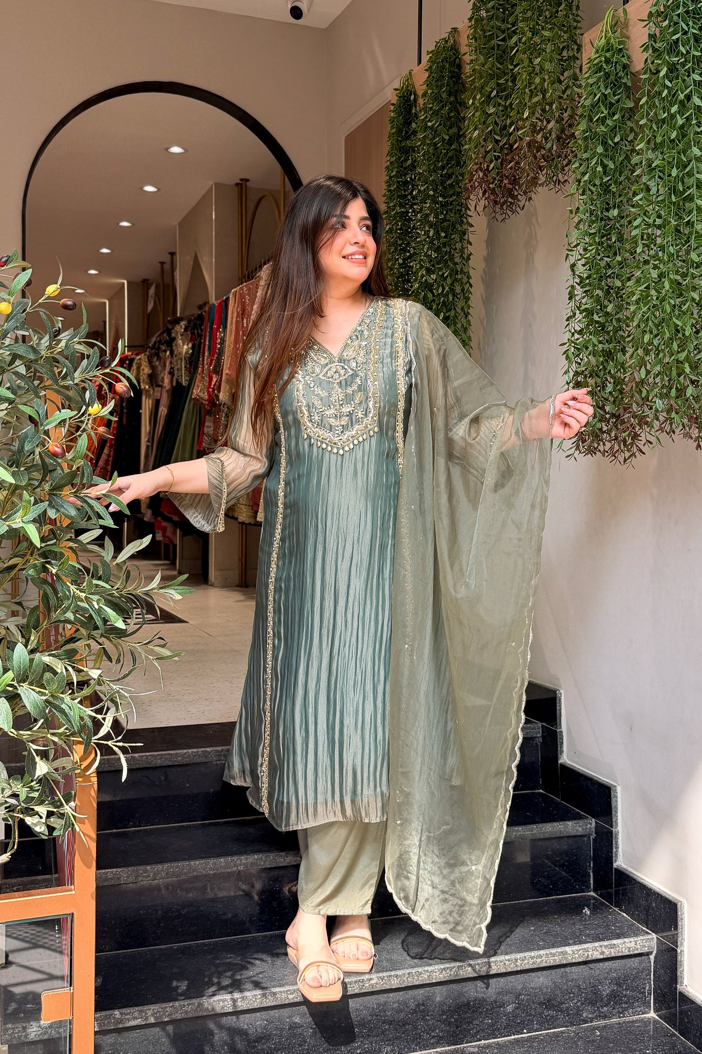 Navira Tissue Embroidered Suit Set
