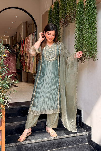 Navira Tissue Embroidered Suit Set