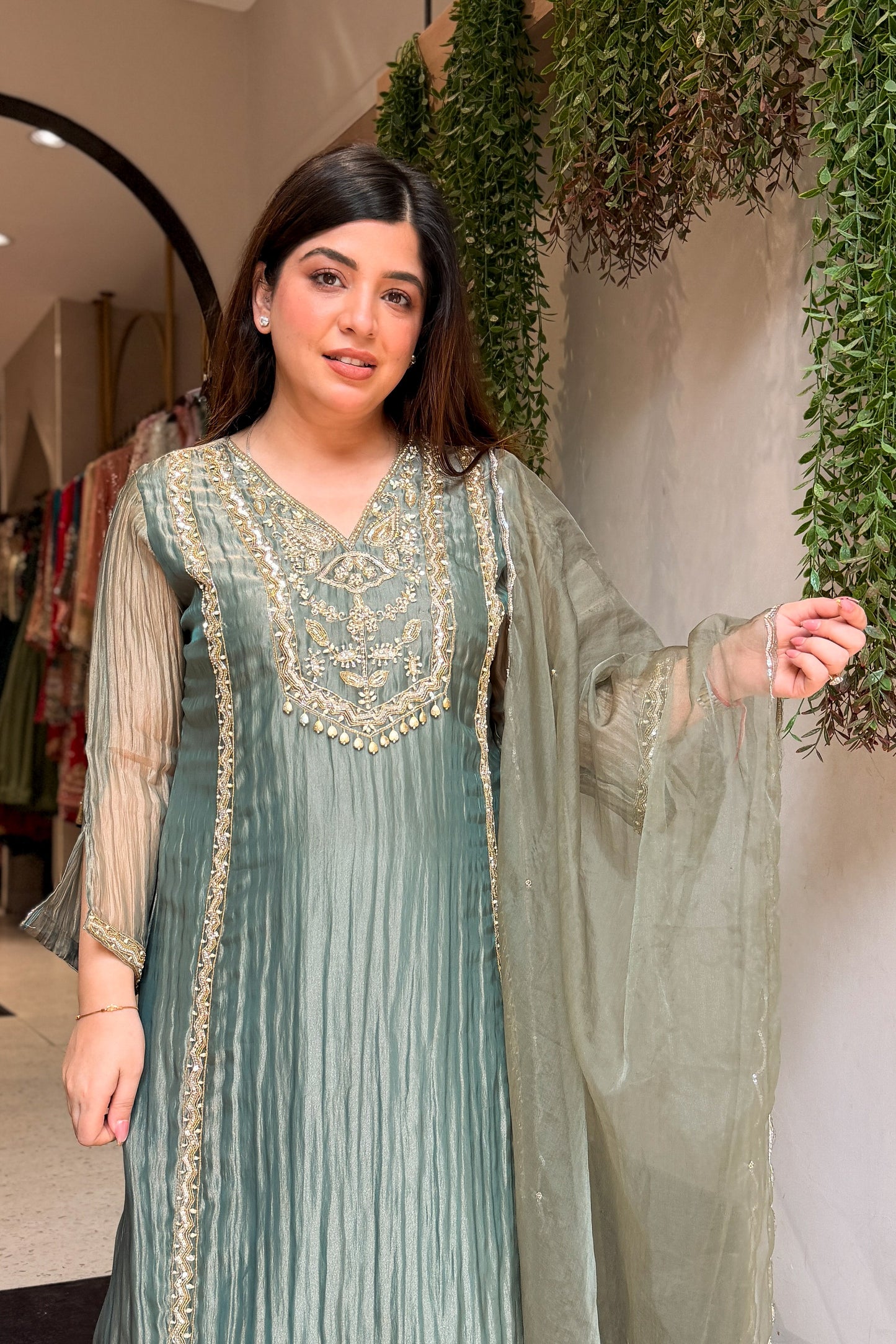 Navira Tissue Embroidered Suit Set