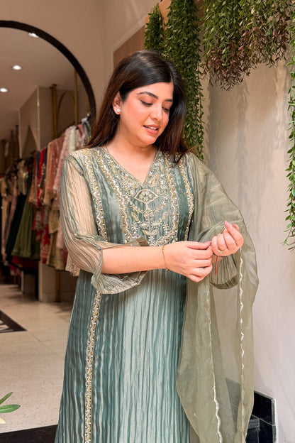 Navira Tissue Embroidered Suit Set