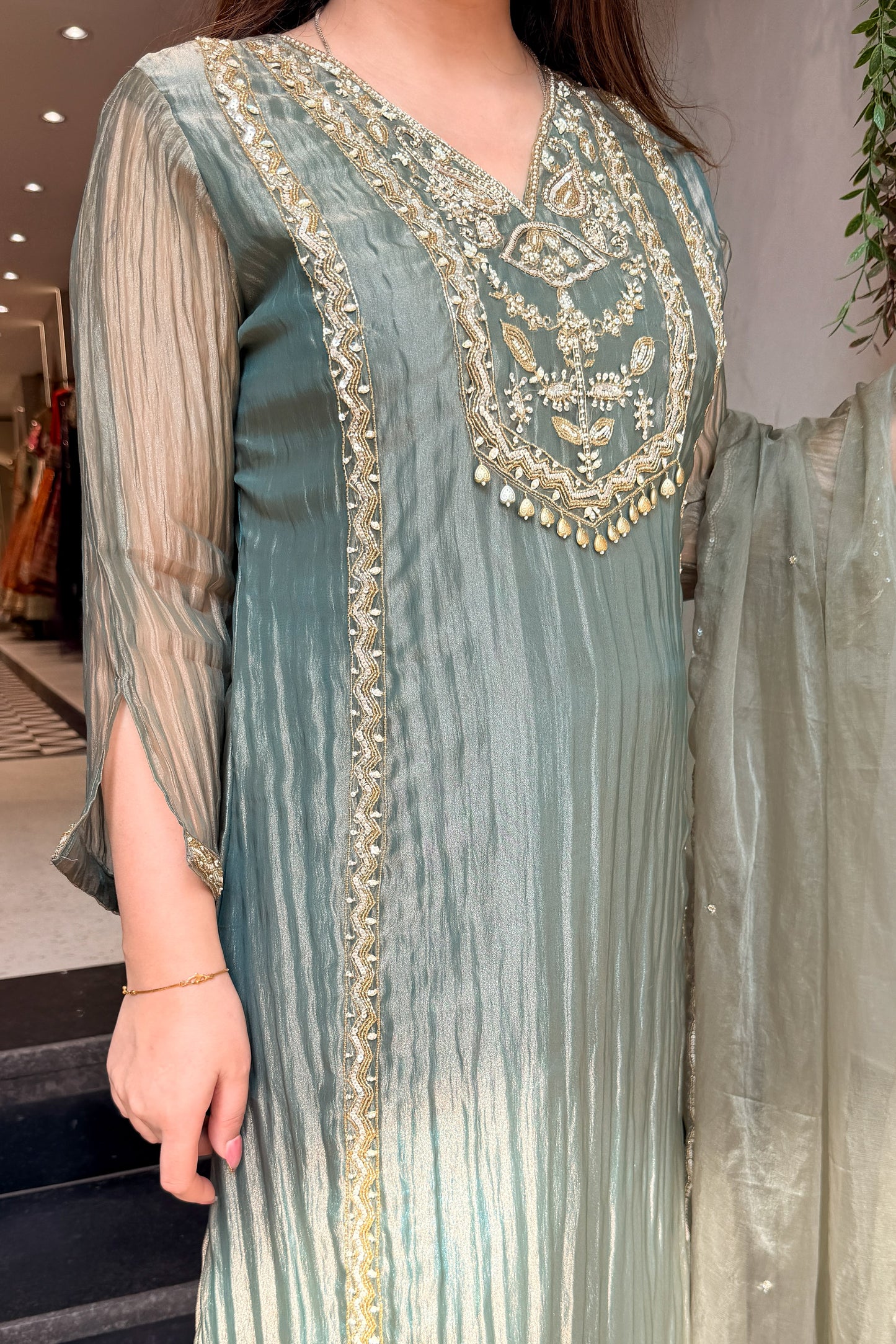 Navira Tissue Embroidered Suit Set