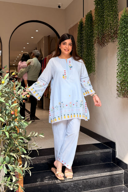 Aaliya Floral Thread Work Co ord Set