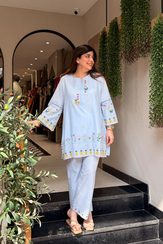 Aaliya Floral Thread Work Co ord Set