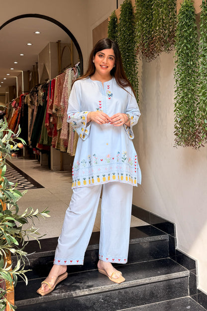 Aaliya Floral Thread Work Co ord Set