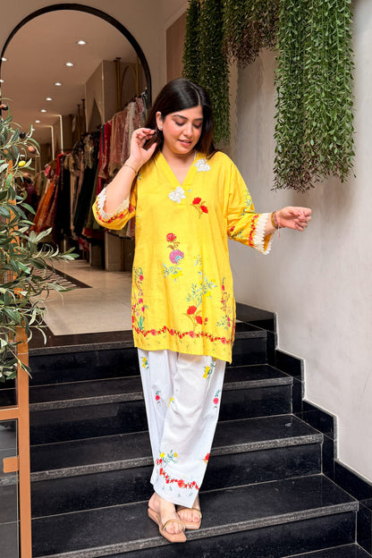 Livanya Floral Thread Work Co ord Set