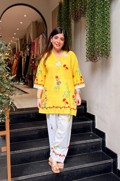 Livanya Floral Thread Work Co ord Set