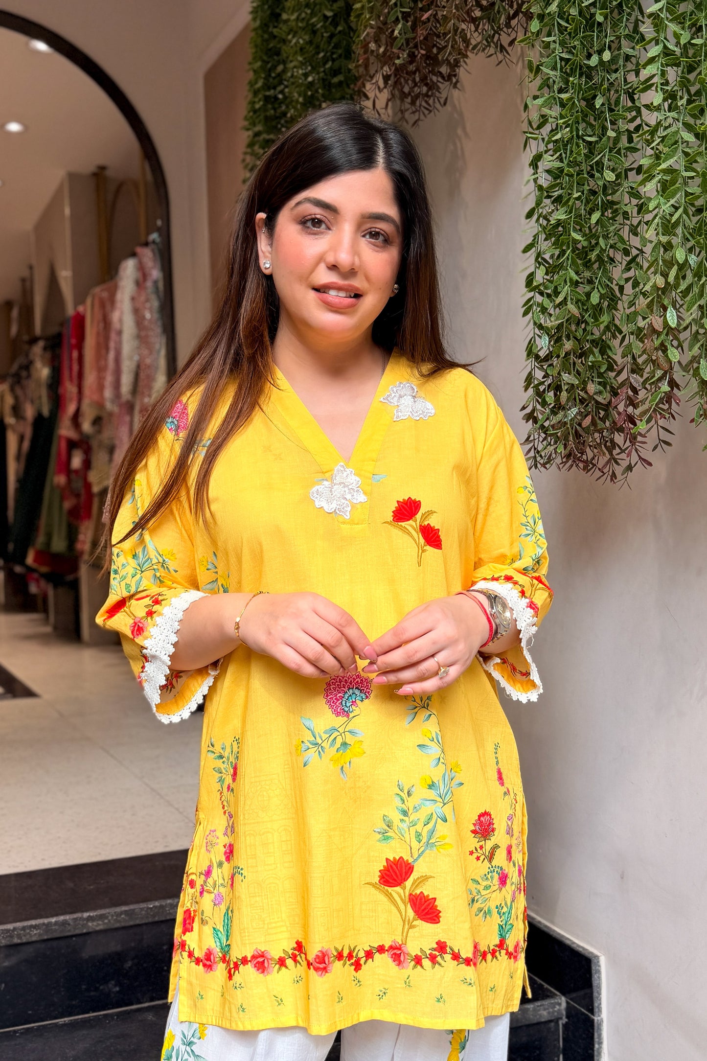 Livanya Floral Thread Work Co ord Set