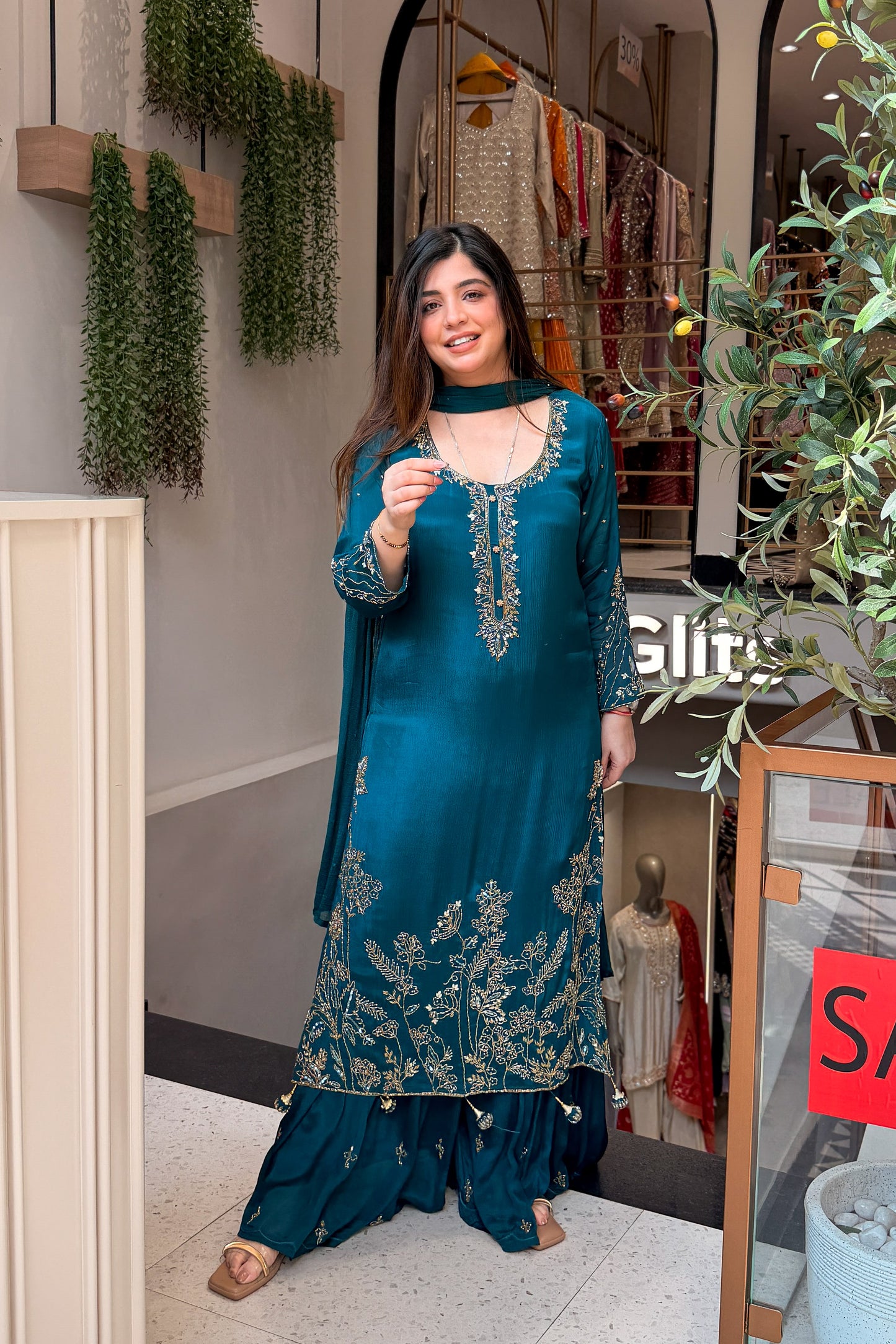 Avirika Hand Embroidered Long Suit Set