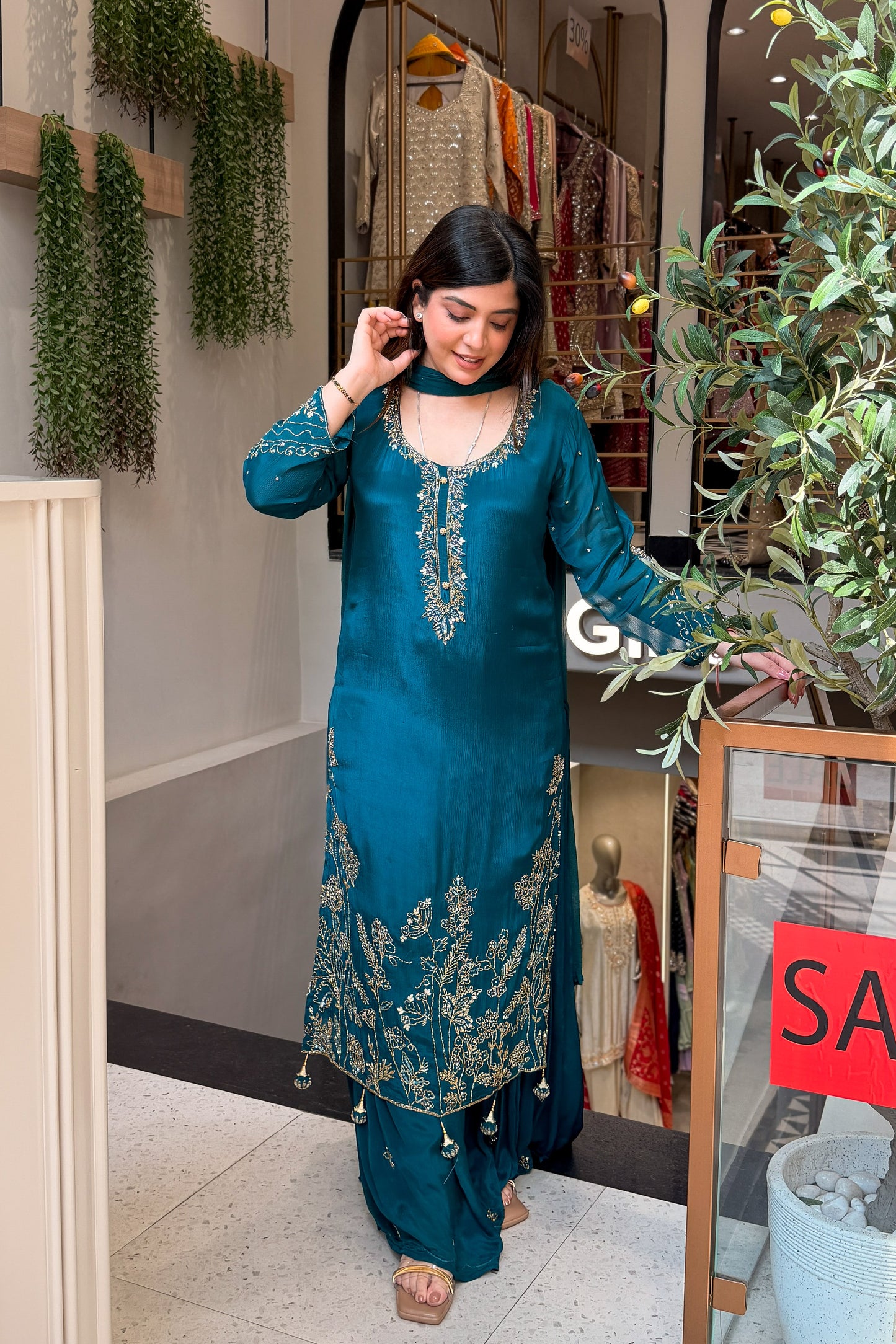Avirika Hand Embroidered Long Suit Set