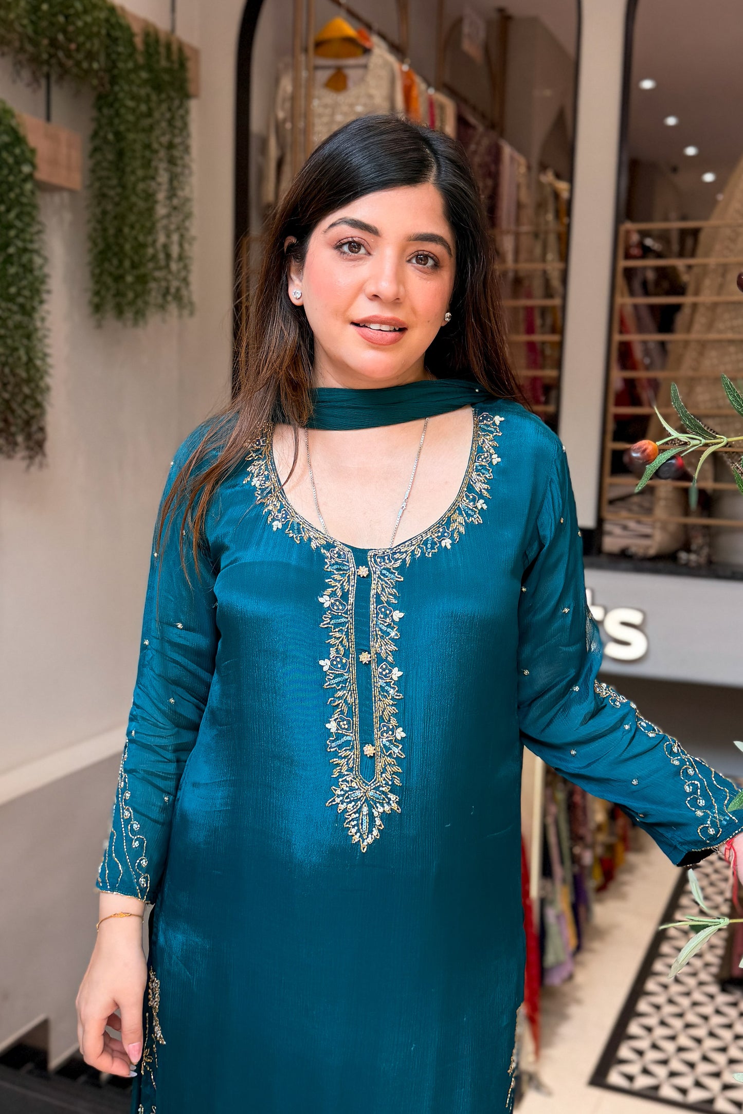 Avirika Hand Embroidered Long Suit Set
