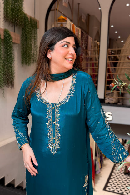 Avirika Hand Embroidered Long Suit Set