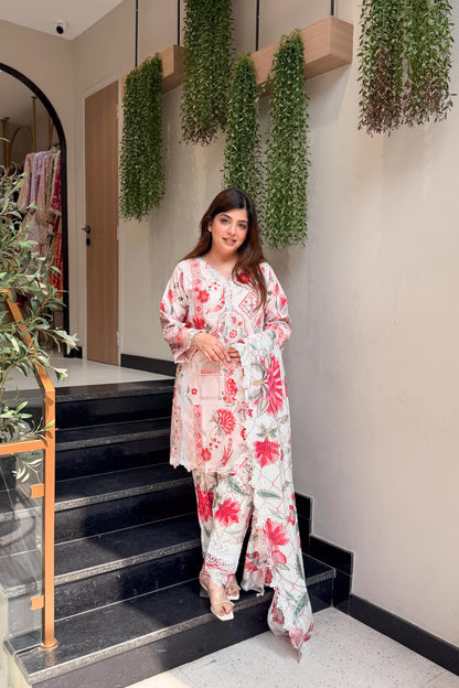 Kinza Floral Schiffli Detailing Suit Set