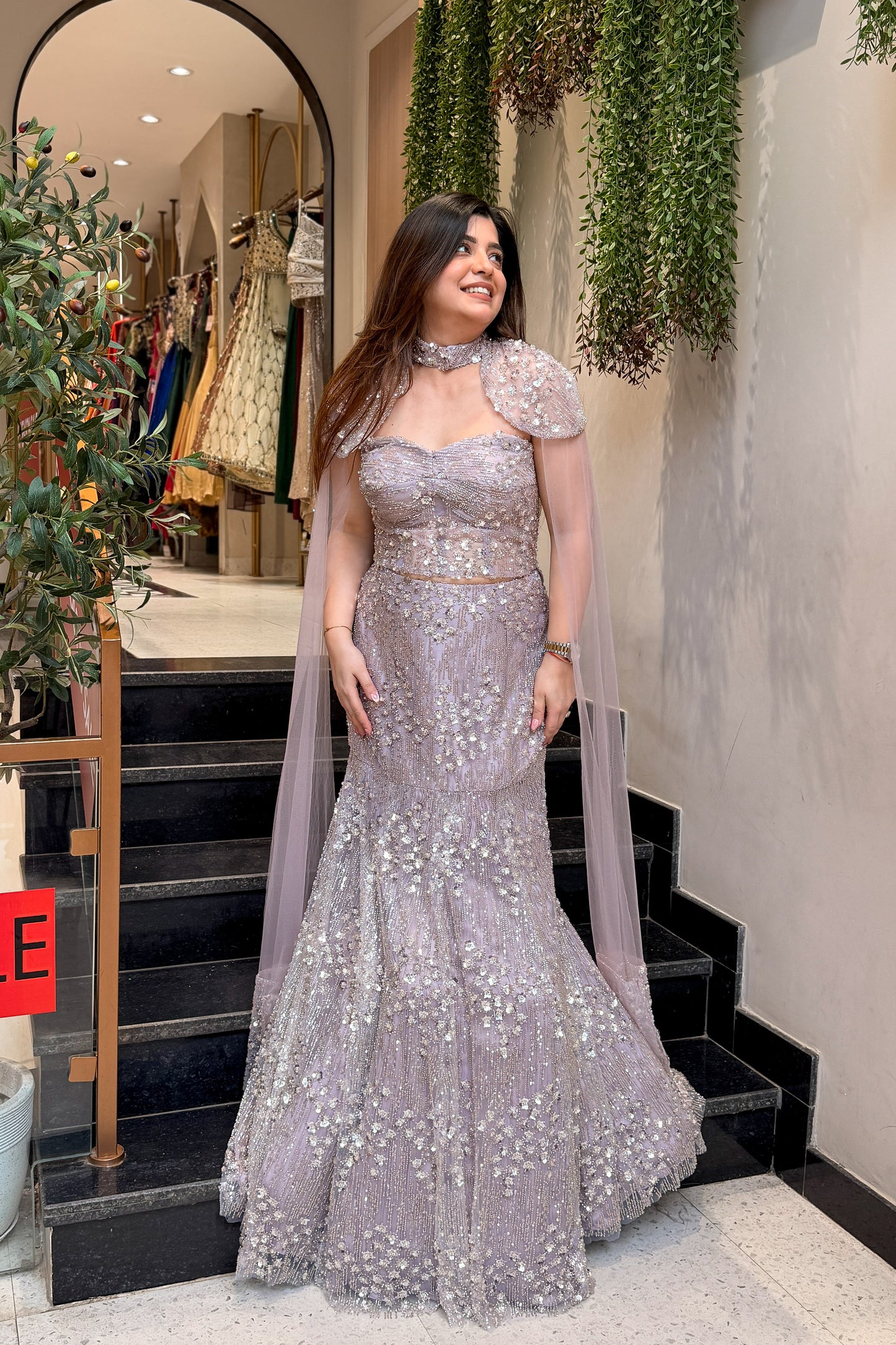 Eshanvi Hand Embroidered Fish Cut Lehenga