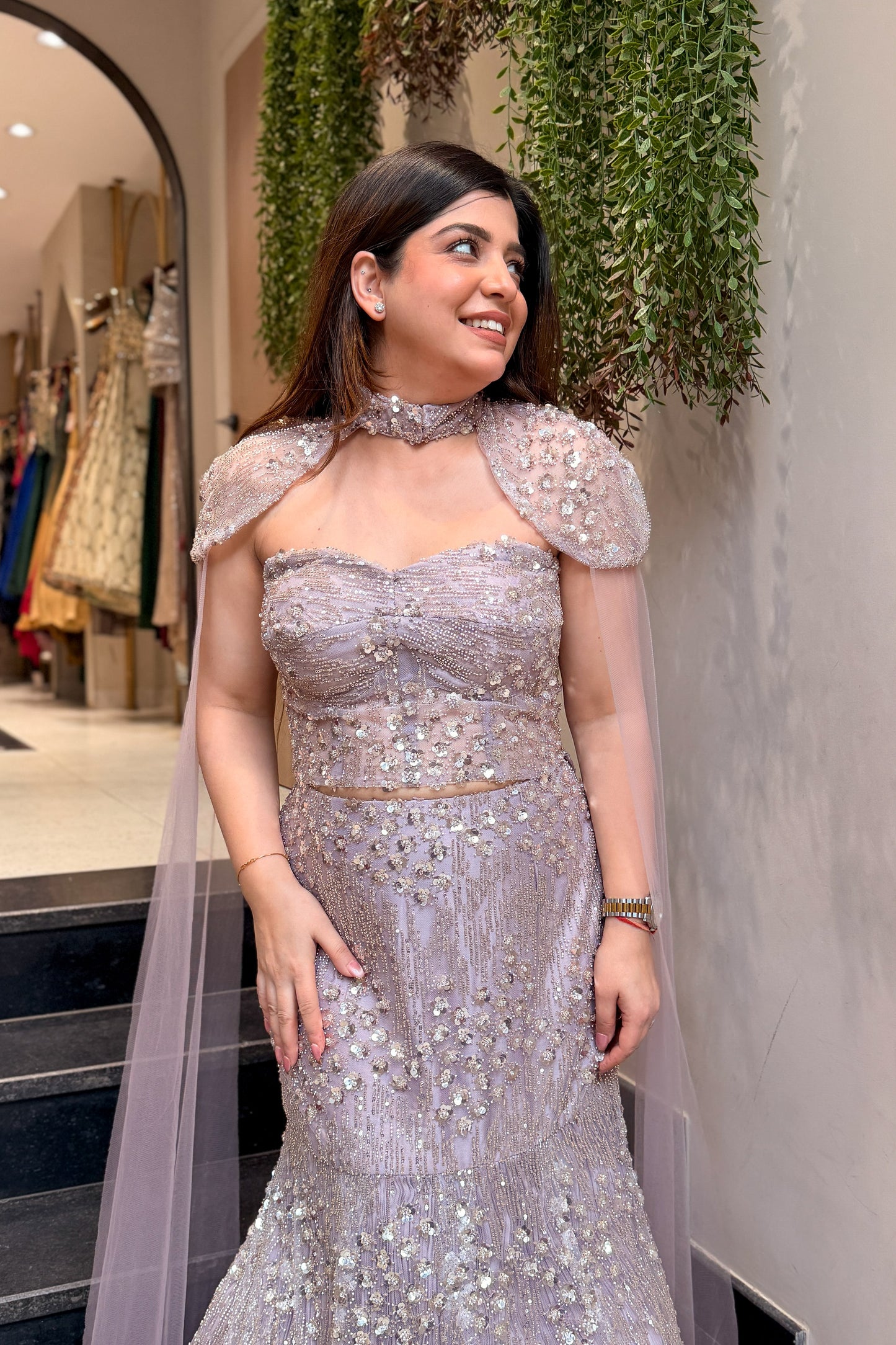 Eshanvi Hand Embroidered Fish Cut Lehenga