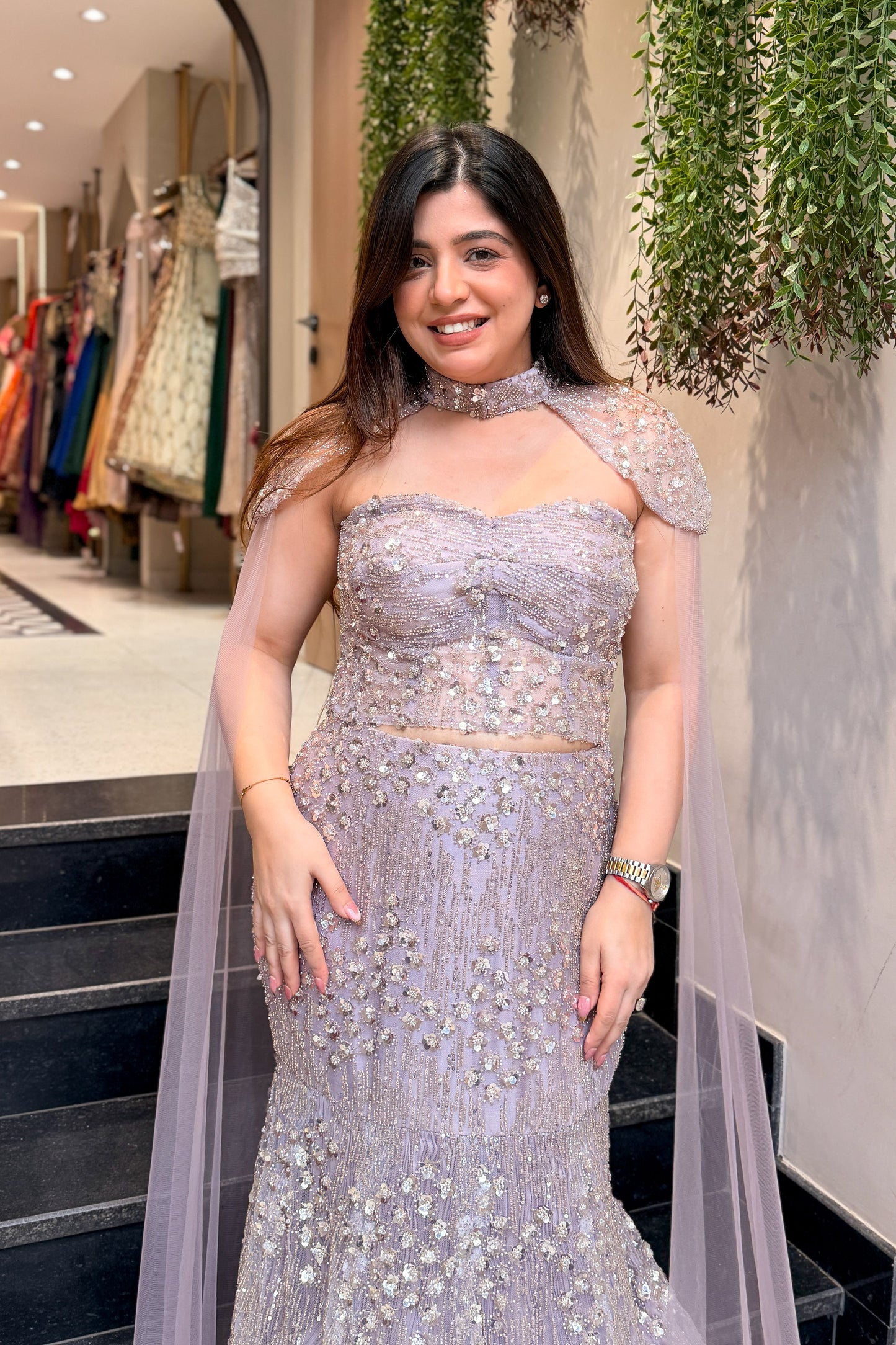 Eshanvi Hand Embroidered Fish Cut Lehenga