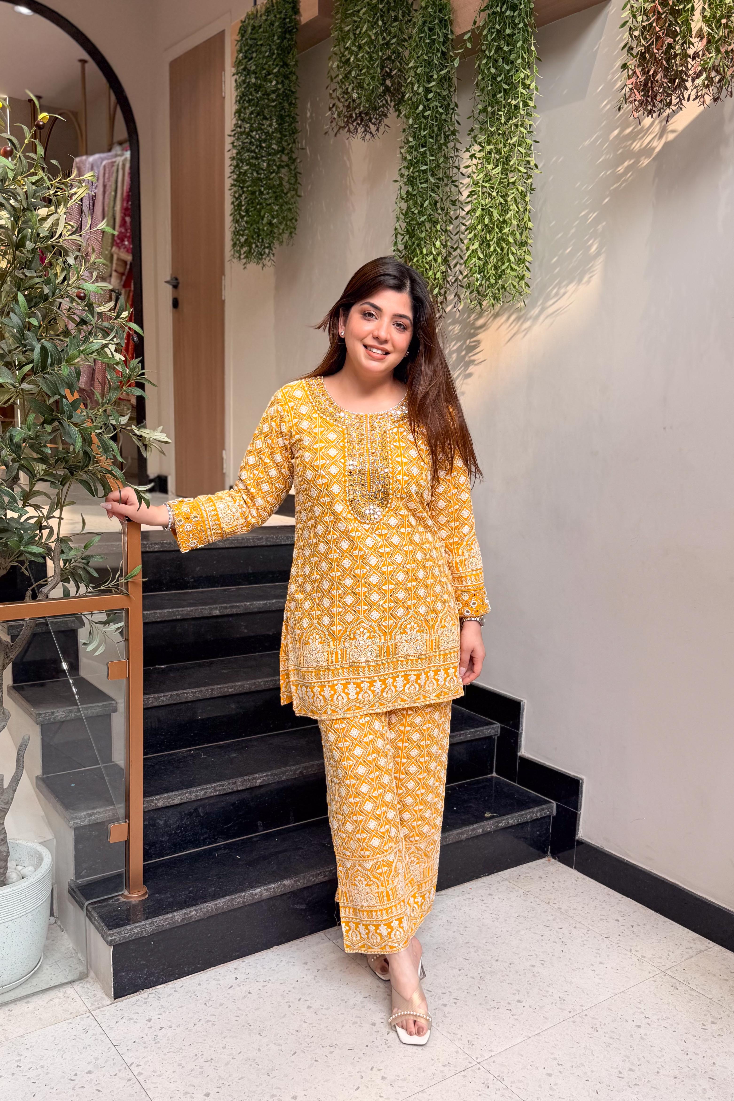 Pratha Embroidered Lucknavi Co ord set