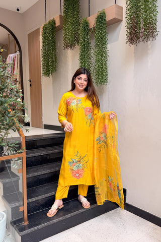 Tivra Floral Hand Painted Suit Set