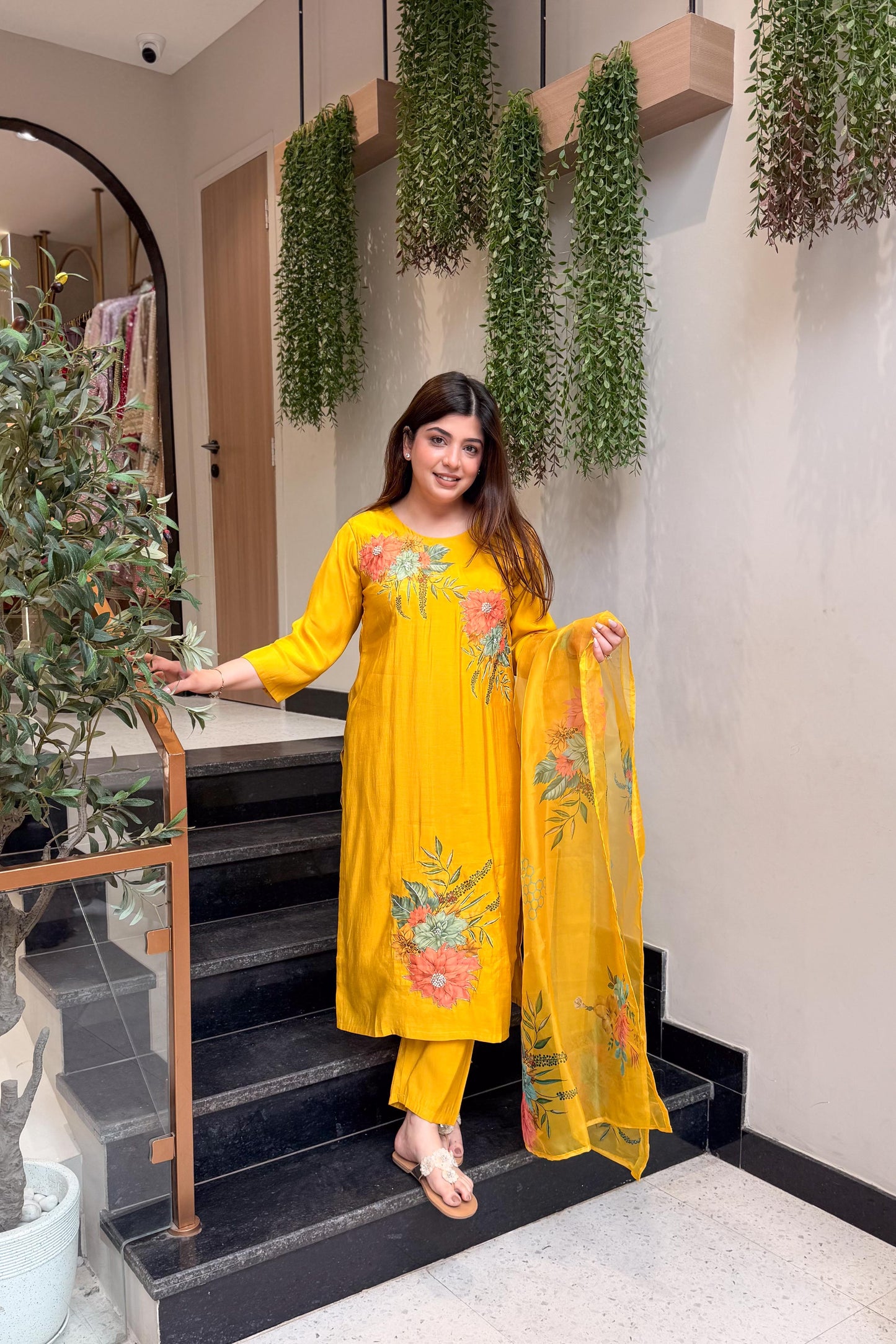 Tivra Floral Hand Painted Suit Set