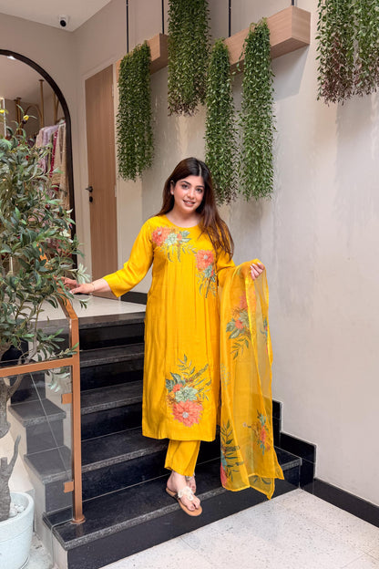 Tivra Floral Hand Painted Suit Set