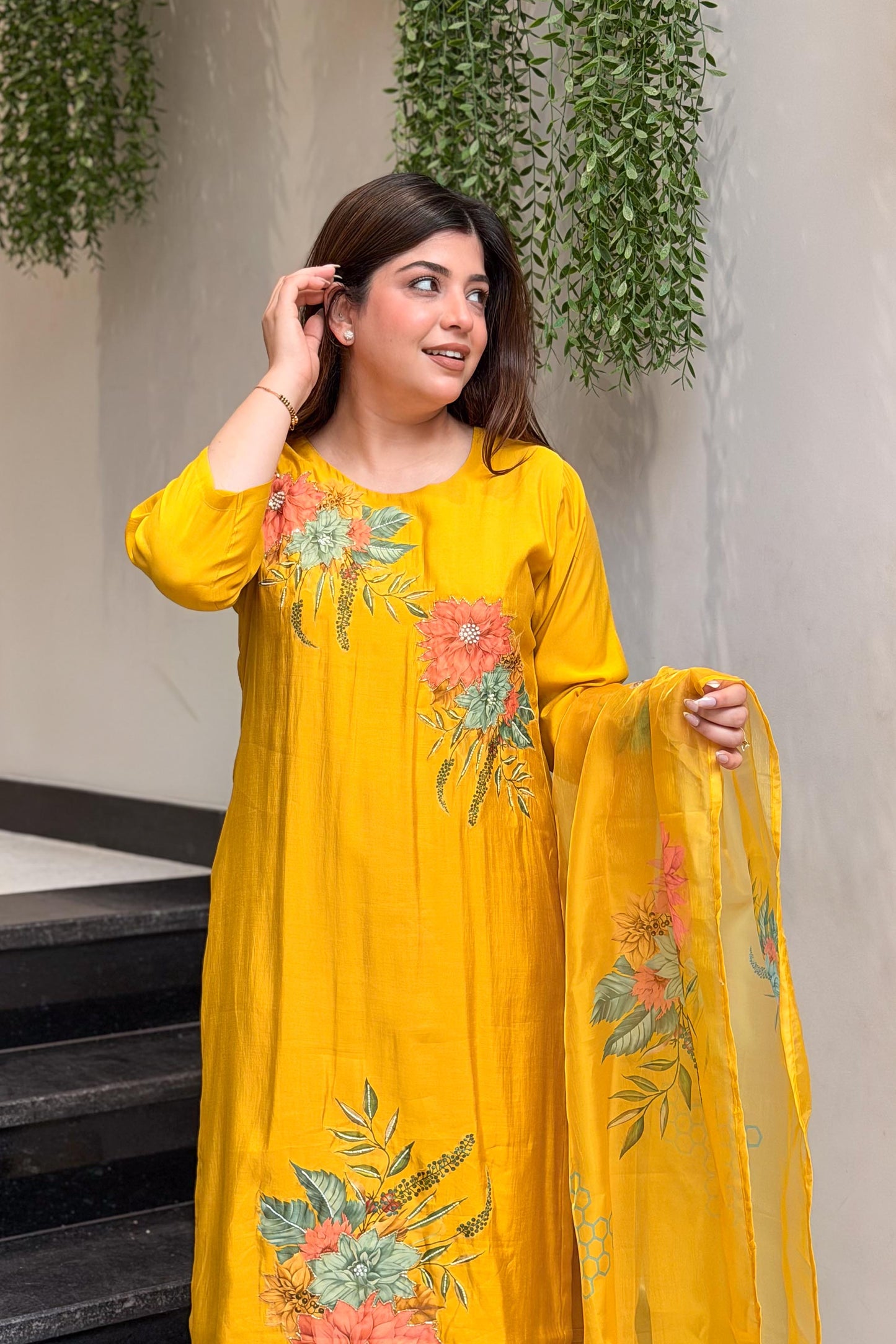 Tivra Floral Hand Painted Suit Set