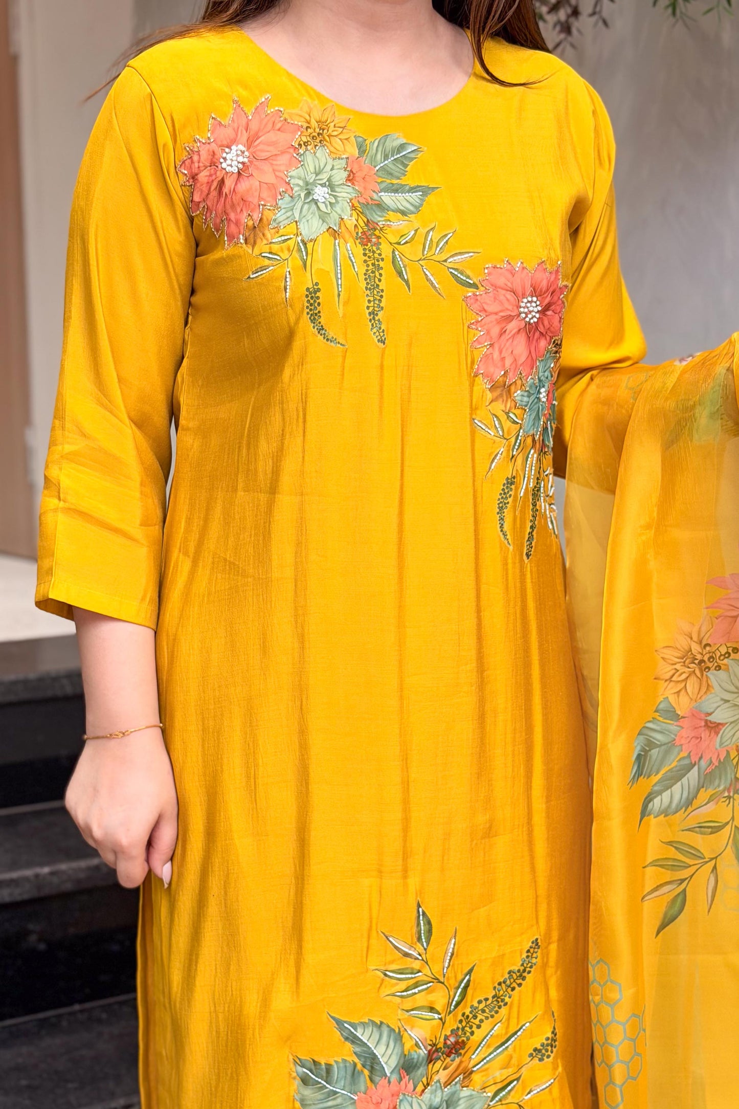 Tivra Floral Hand Painted Suit Set