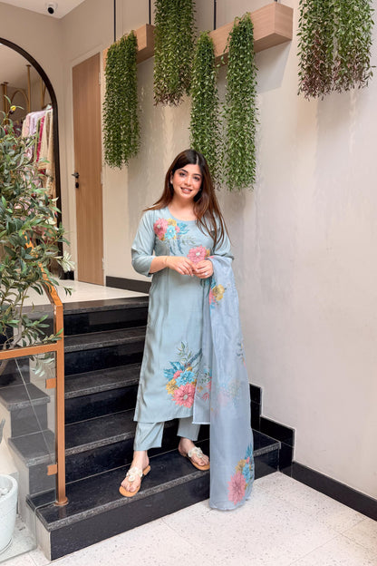 Tivra Floral Hand Painted Suit Set