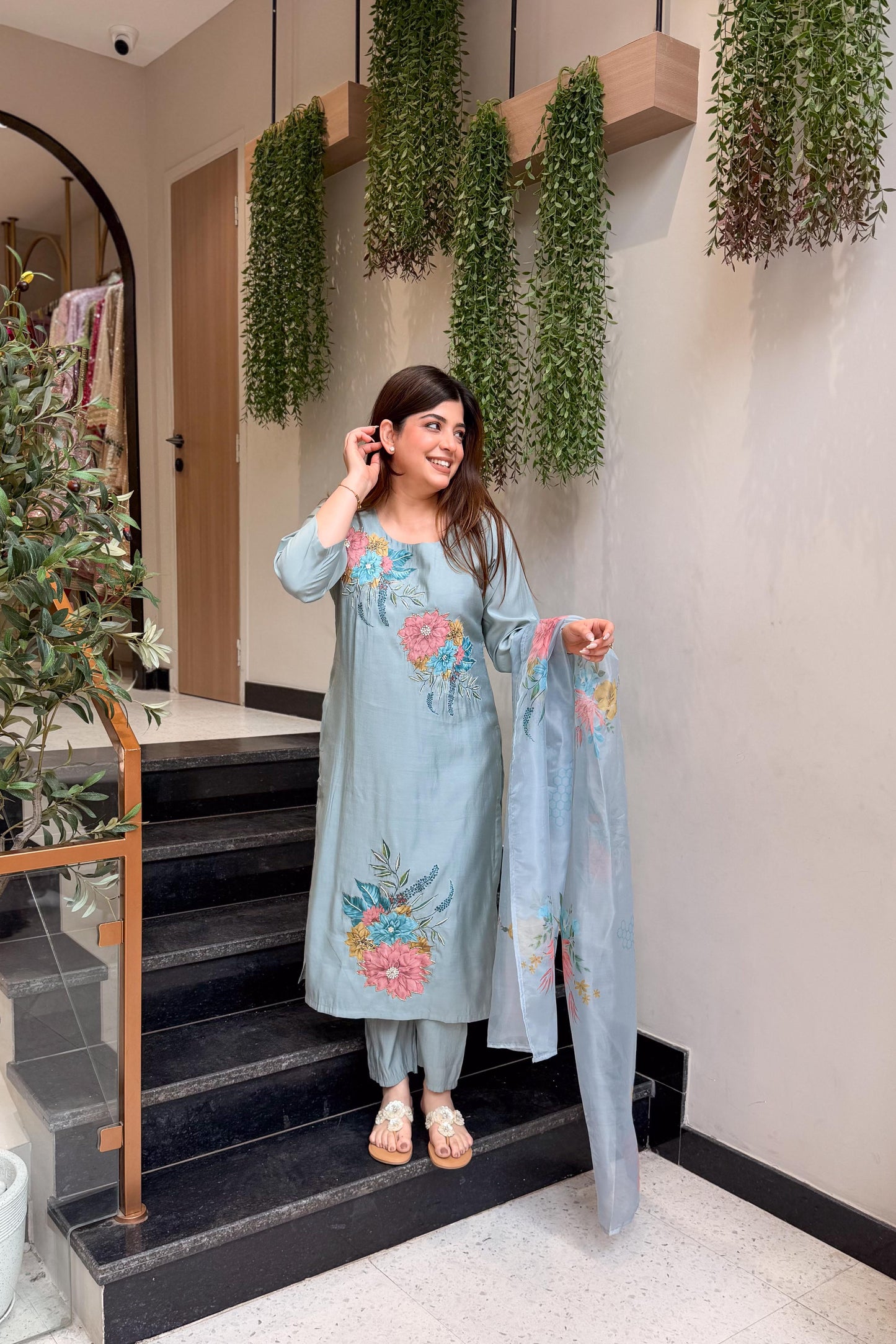 Tivra Floral Hand Painted Suit Set