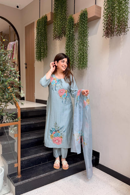 Tivra Floral Hand Painted Suit Set