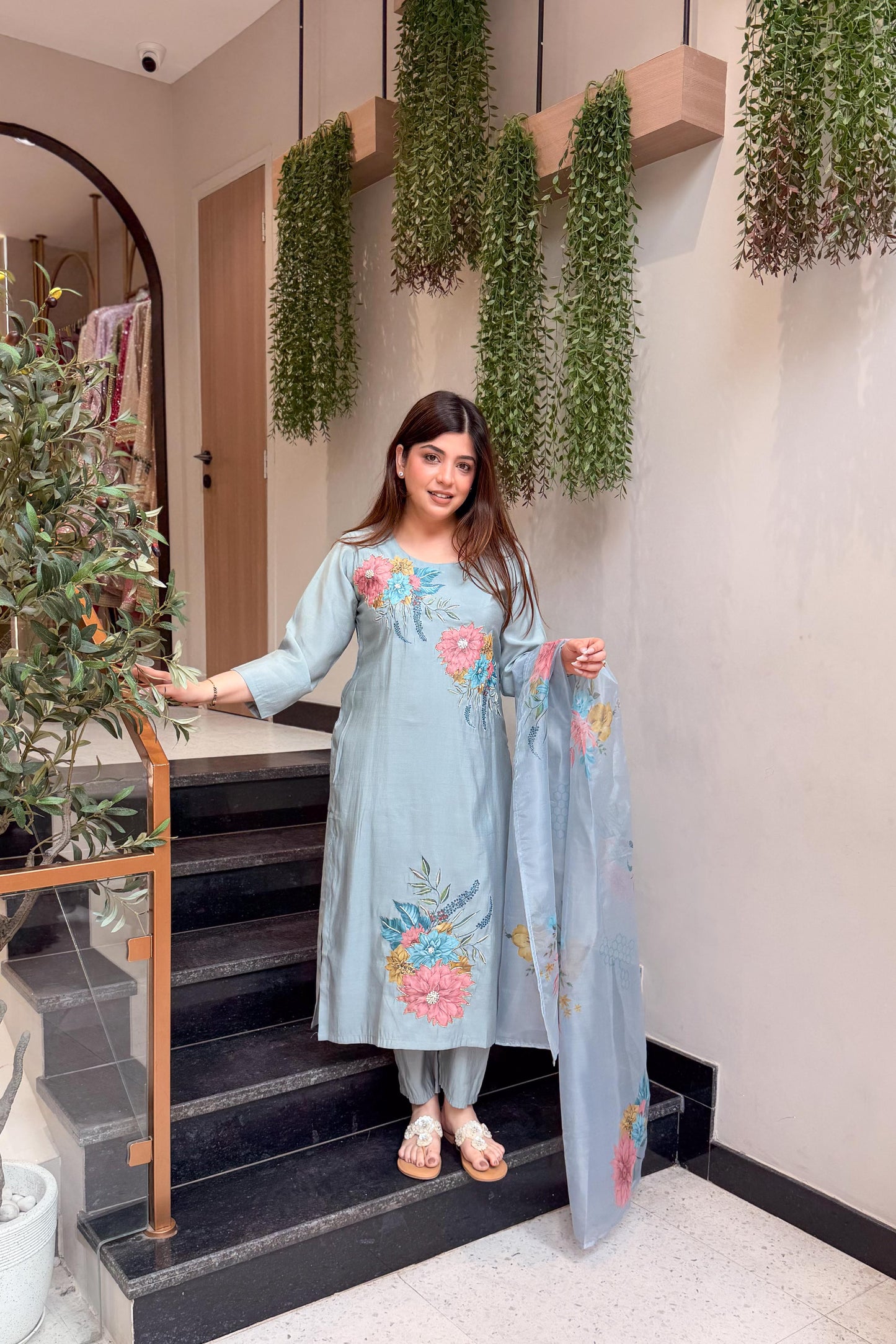Tivra Floral Hand Painted Suit Set