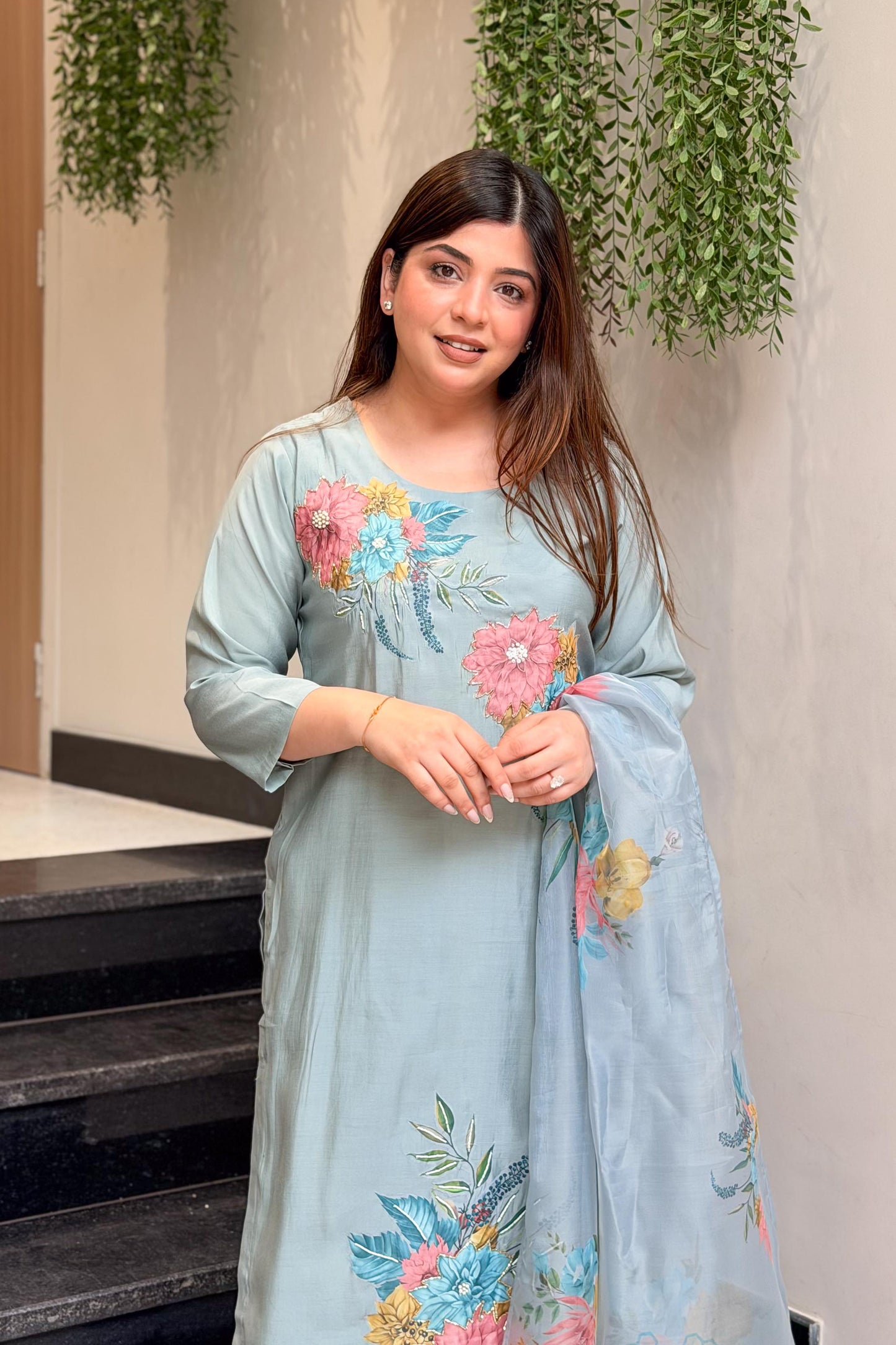 Tivra Floral Hand Painted Suit Set
