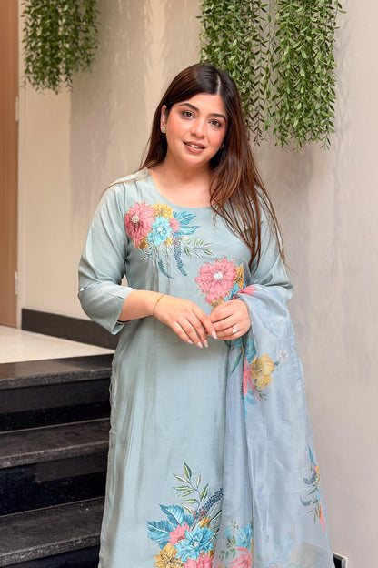 Tivra Floral Hand Painted Suit Set