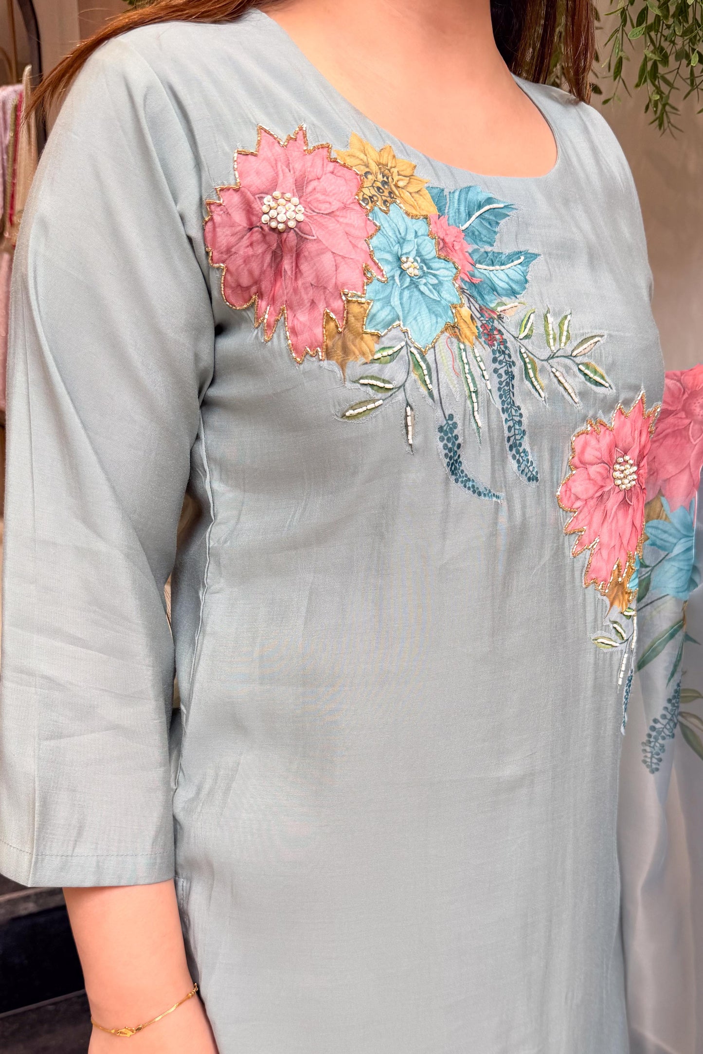 Tivra Floral Hand Painted Suit Set