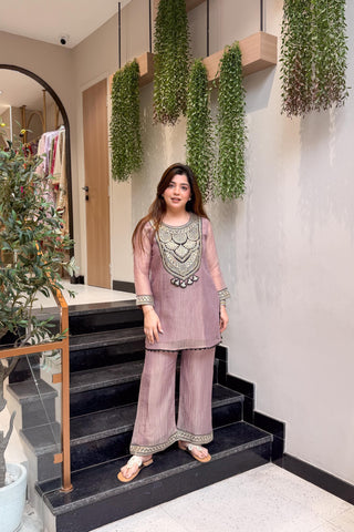 Vridahna Pink Silk Co ord Set