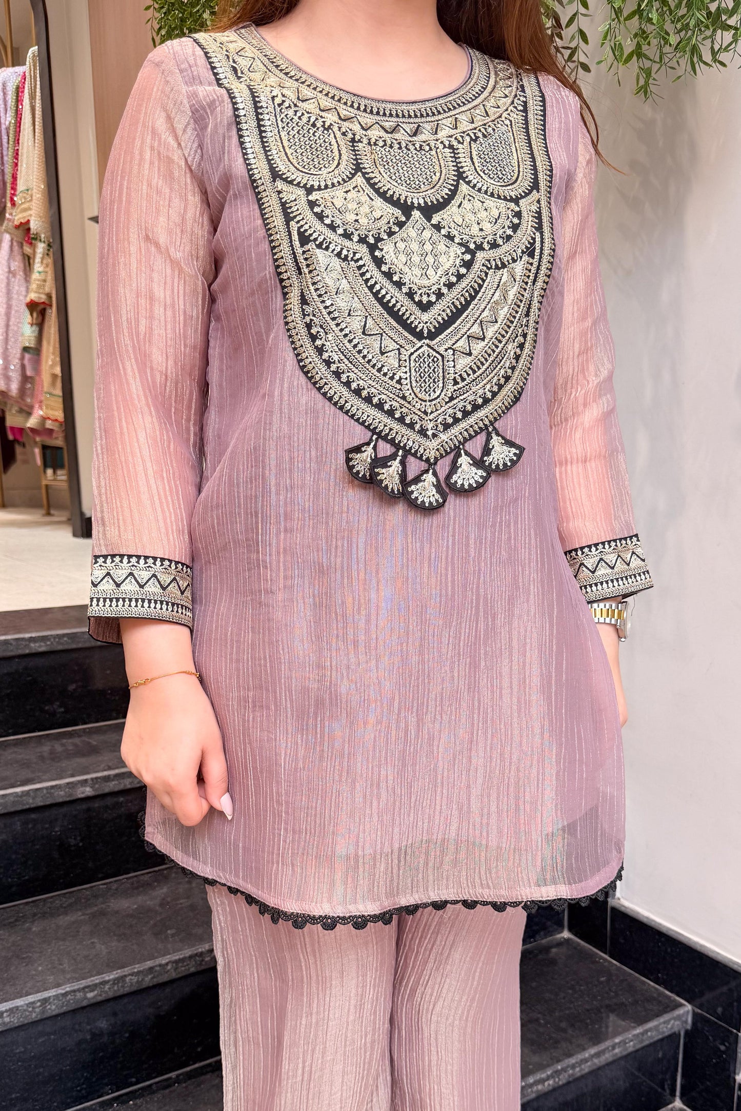 Vridahna Pink Silk Co ord Set